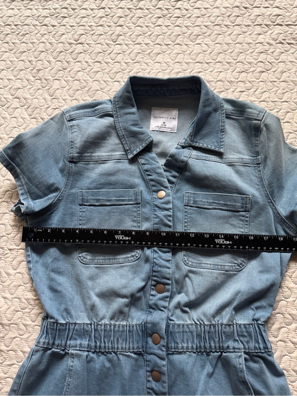 Celebrity Pink Medium (7-9) One Piece Denim Romper Stretch - Picture 5 of 11